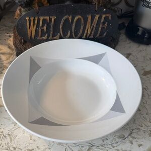 Elegant White and Gray Dinner Plate 12R by 2.5